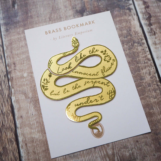 Marcador de libros de latón con serpiente Lady Macbeth de Shakespeare