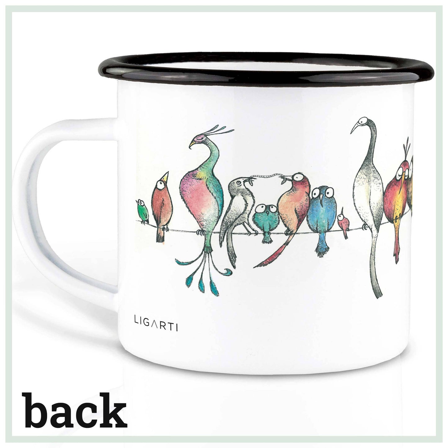 Taza esmaltada – Desfile de pájaros