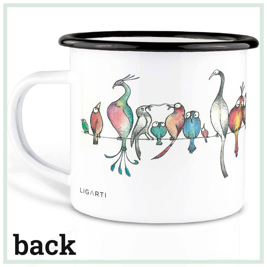 Taza esmaltada – Desfile de pájaros