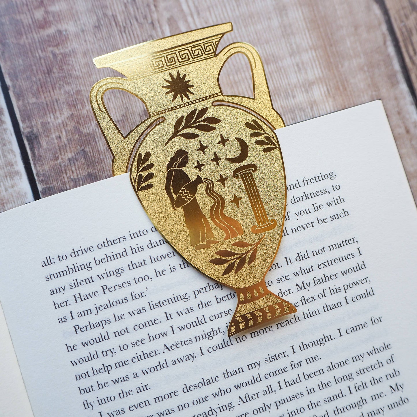 Marcador de libros de latón en forma de vaso griego