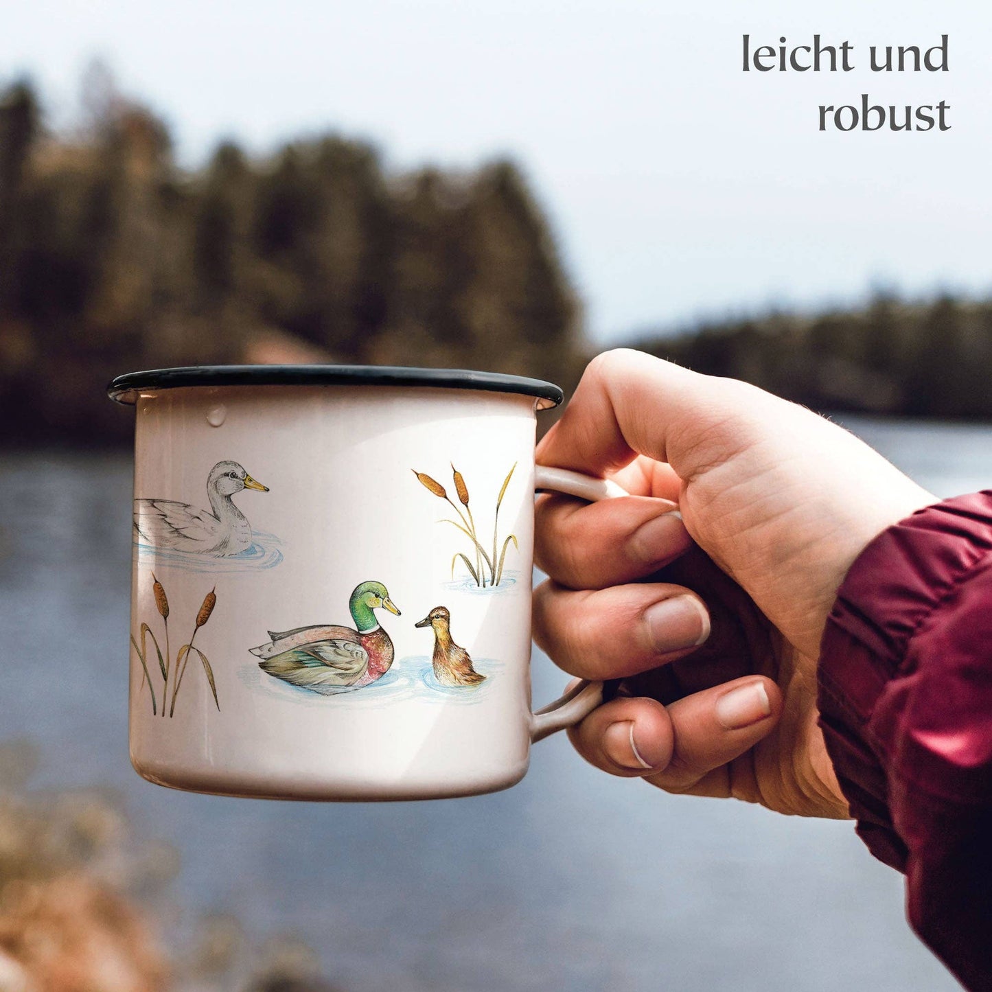 Taza esmaltada – Estanque de patos