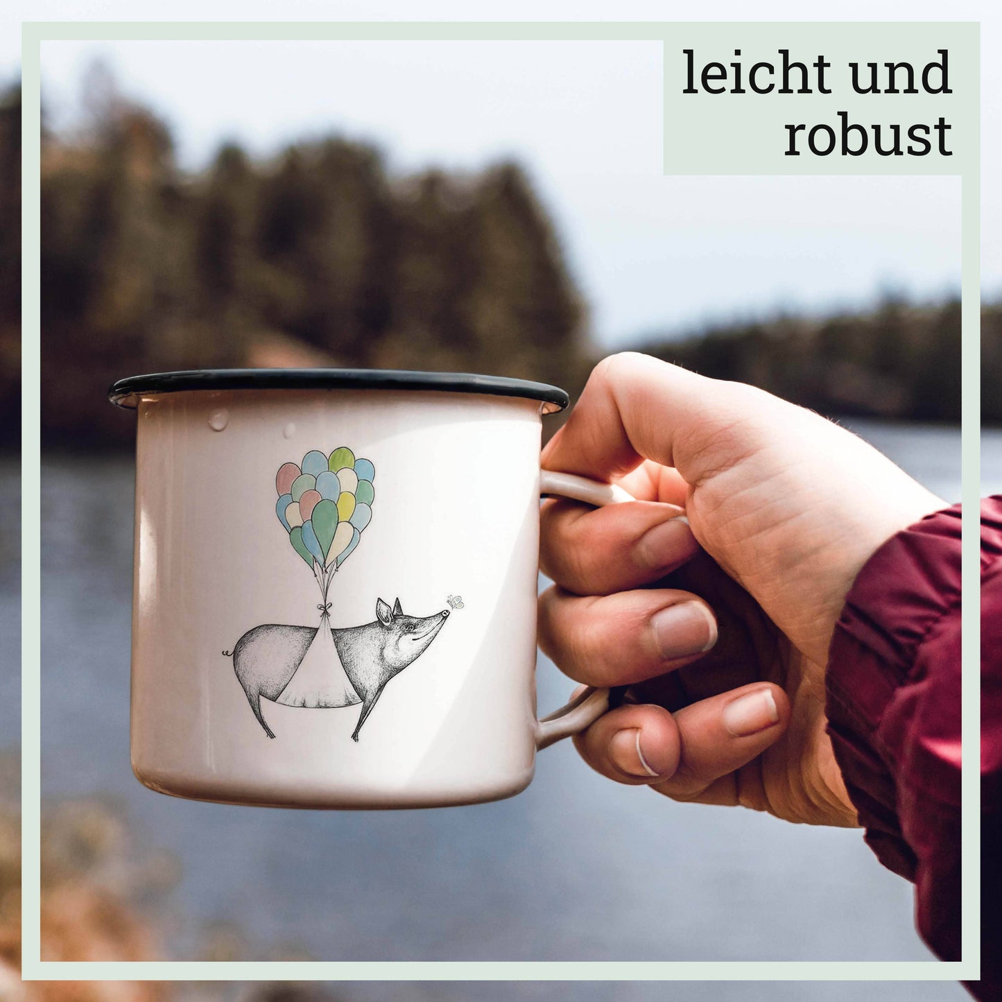 Taza de esmalte – Mucha suerte
