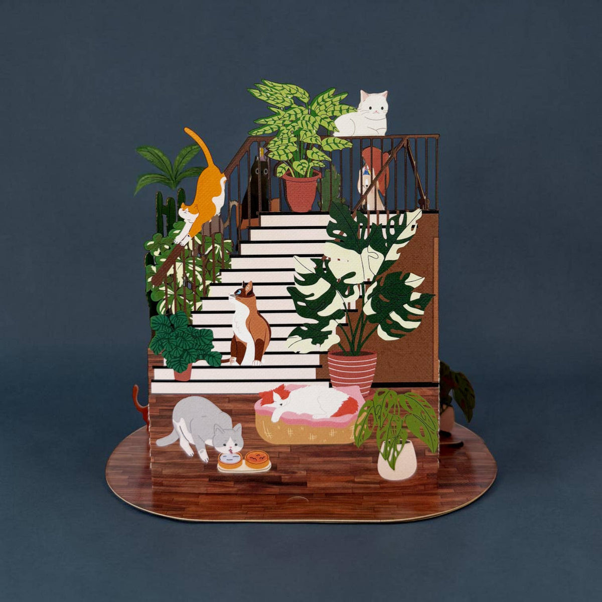 LTC002 — Tarjeta pop-up de gatos y plantas