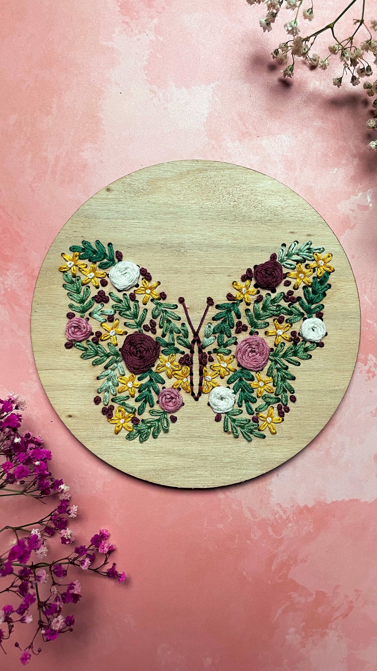 Kit de bordado mariposa floral