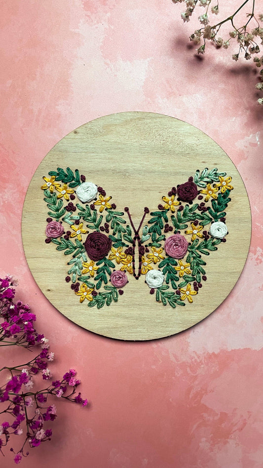 Kit de bordado mariposa floral