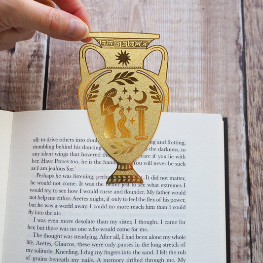 Marcador de libros de latón en forma de vaso griego