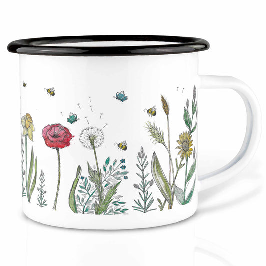 Taza esmaltada – Prado de flores