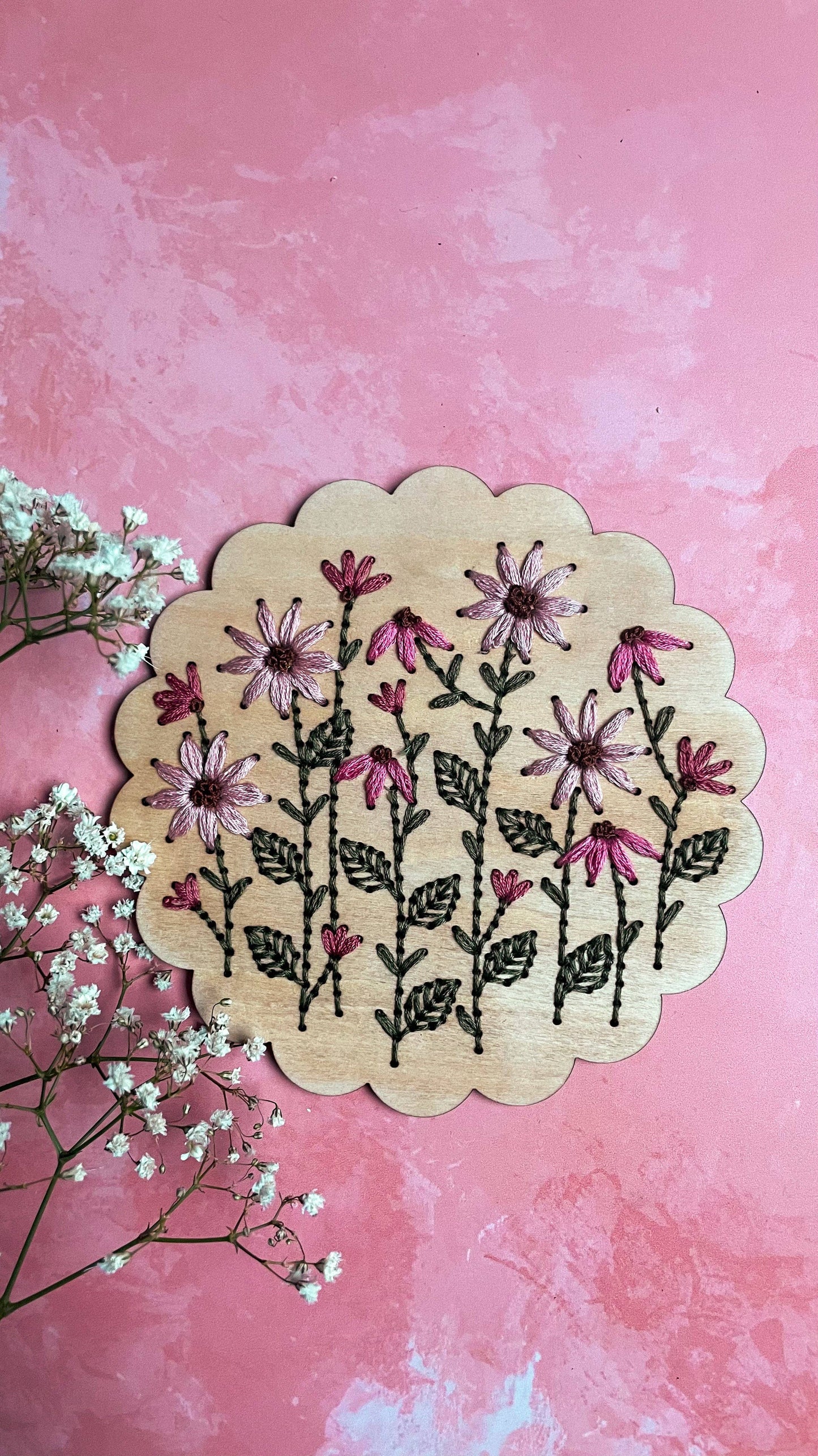 Kit de bordado flores rosas