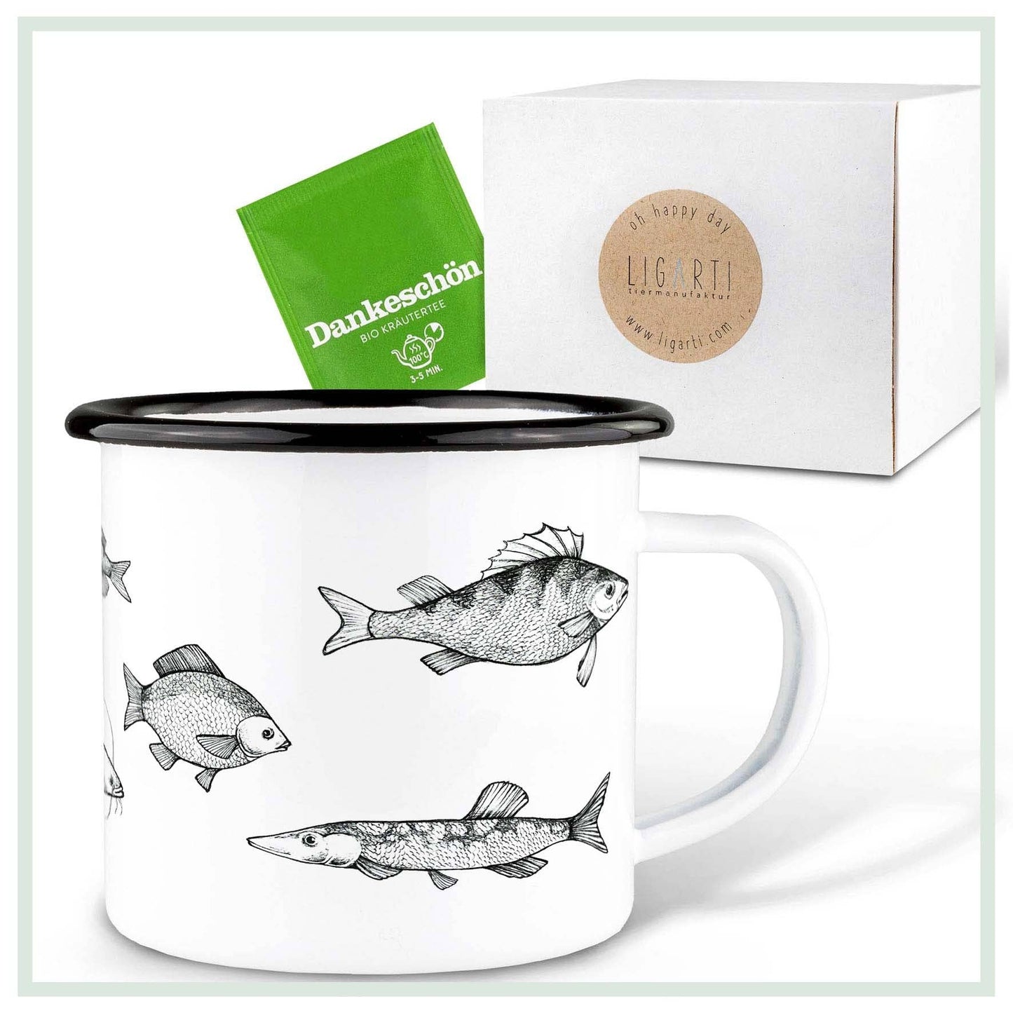 Taza de esmalte – Peces de agua dulce