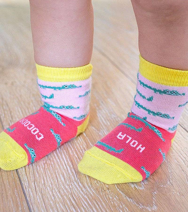 Mini - Calcetines "Hola Cocodrilo" Coral