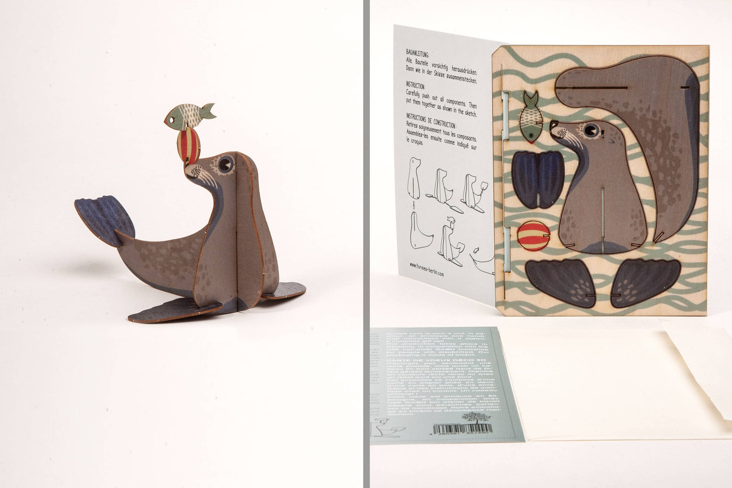 Tarjeta de felicitación decorativa 3D con foca