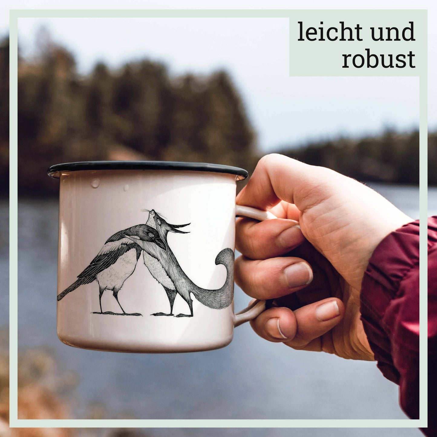 Taza de esmalte – Ardilla & Urraca