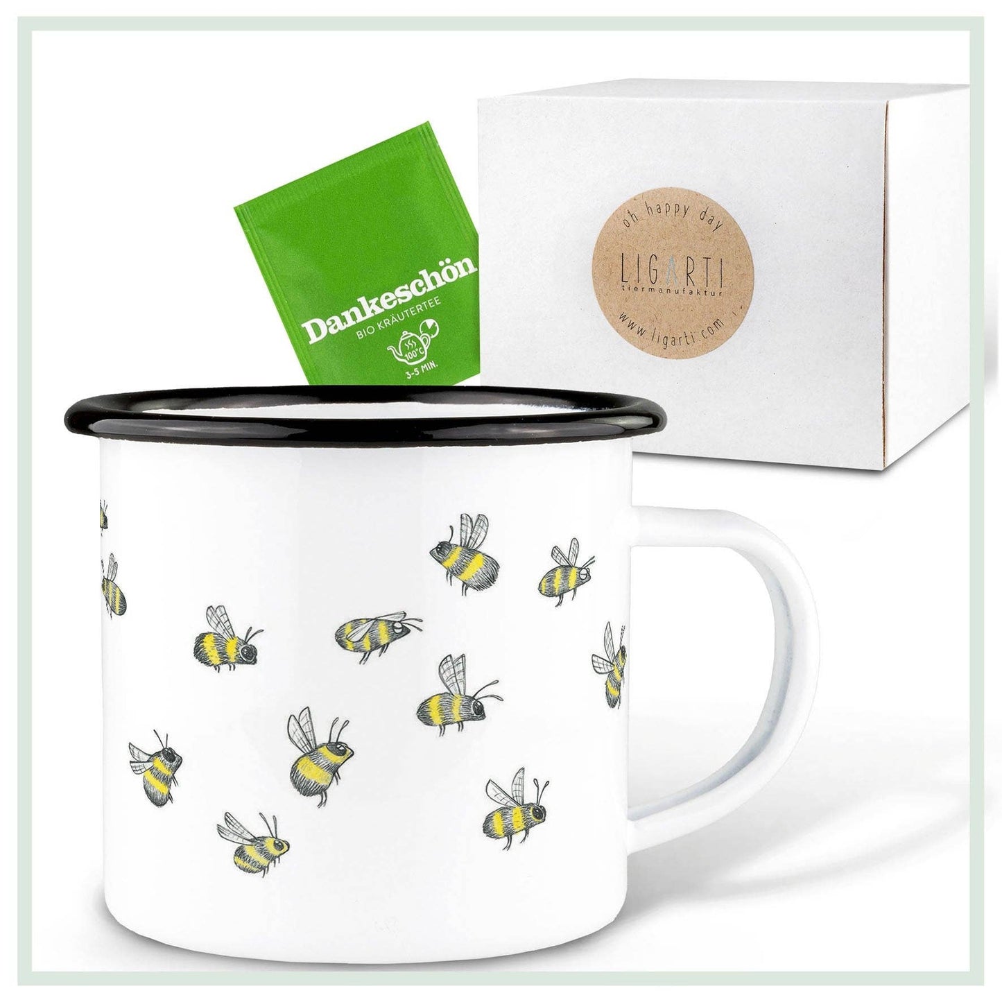 Taza esmaltada – Enjambre de abejas