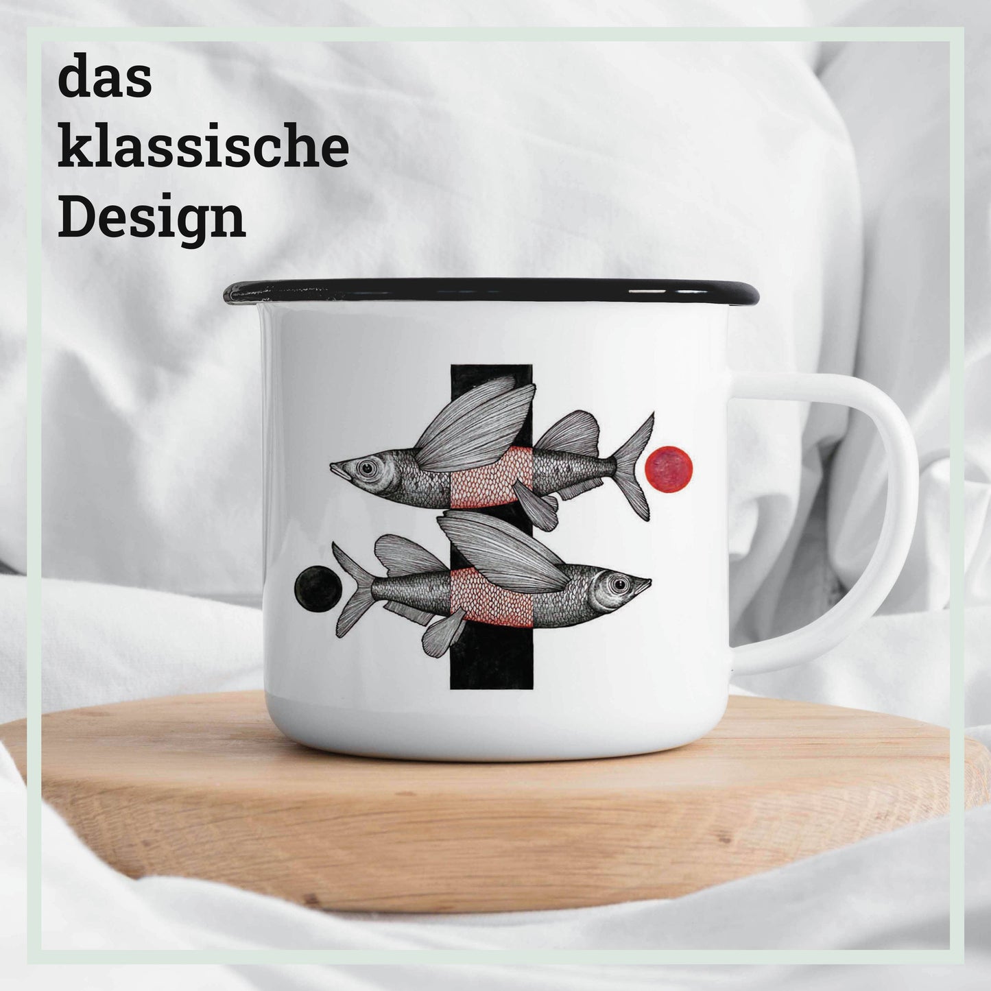 Taza de esmalte – Peces voladores