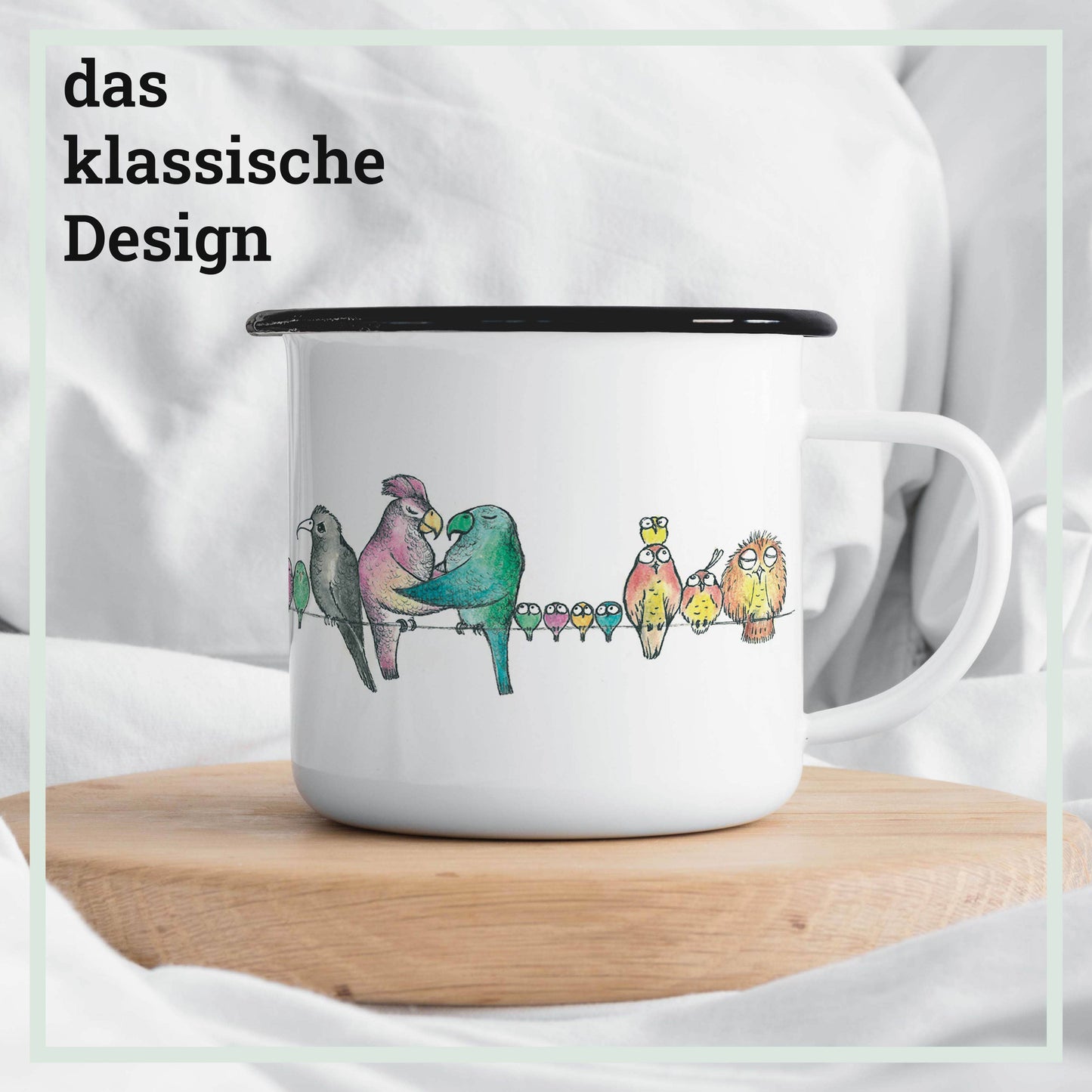 Taza esmaltada – Desfile de pájaros
