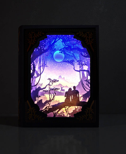 Caja de luz de cuentos -Amante de la luna (juego de 2)
