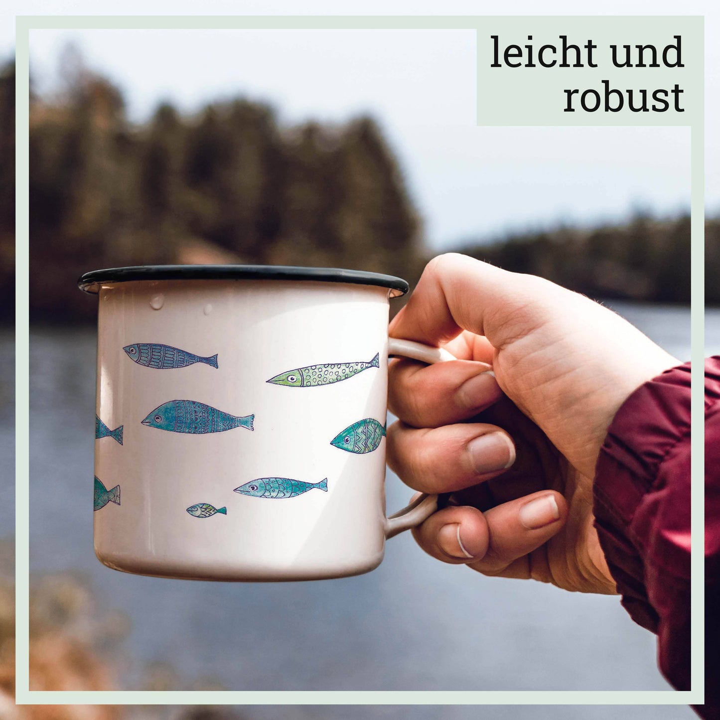 Taza esmaltada – Banco de peces