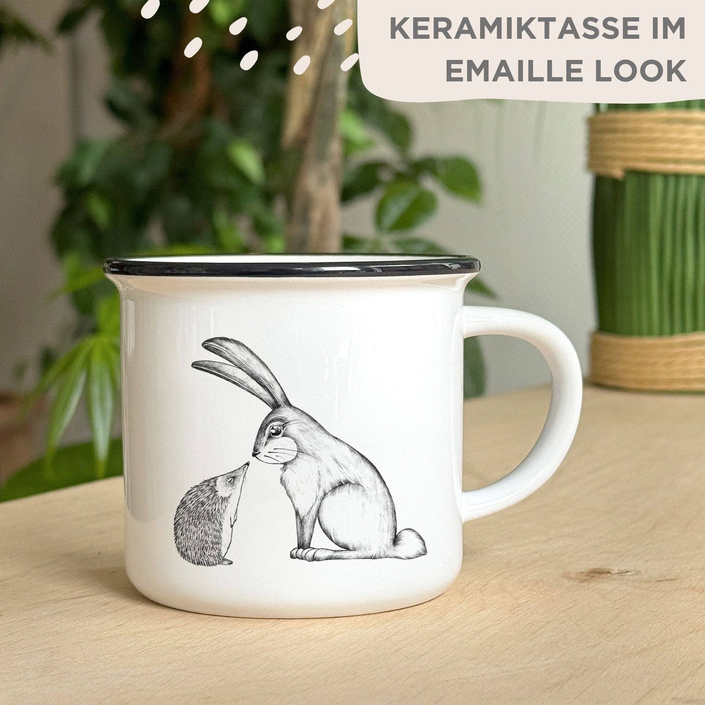 Taza de cerámica – Liebre y Erizo