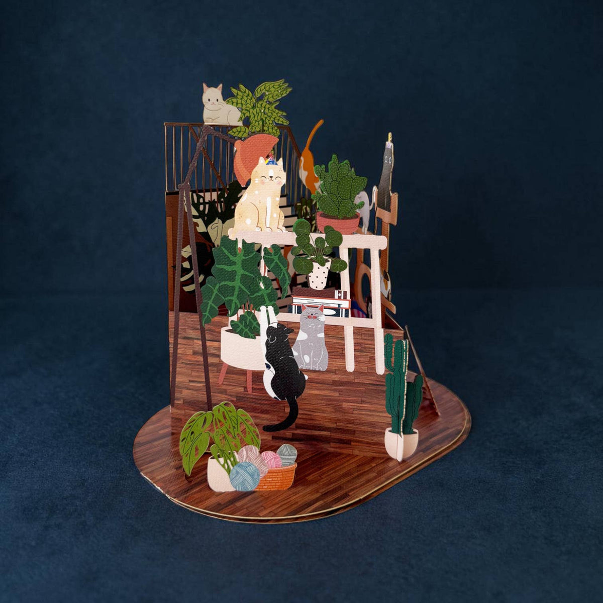 LTC002 — Tarjeta pop-up de gatos y plantas