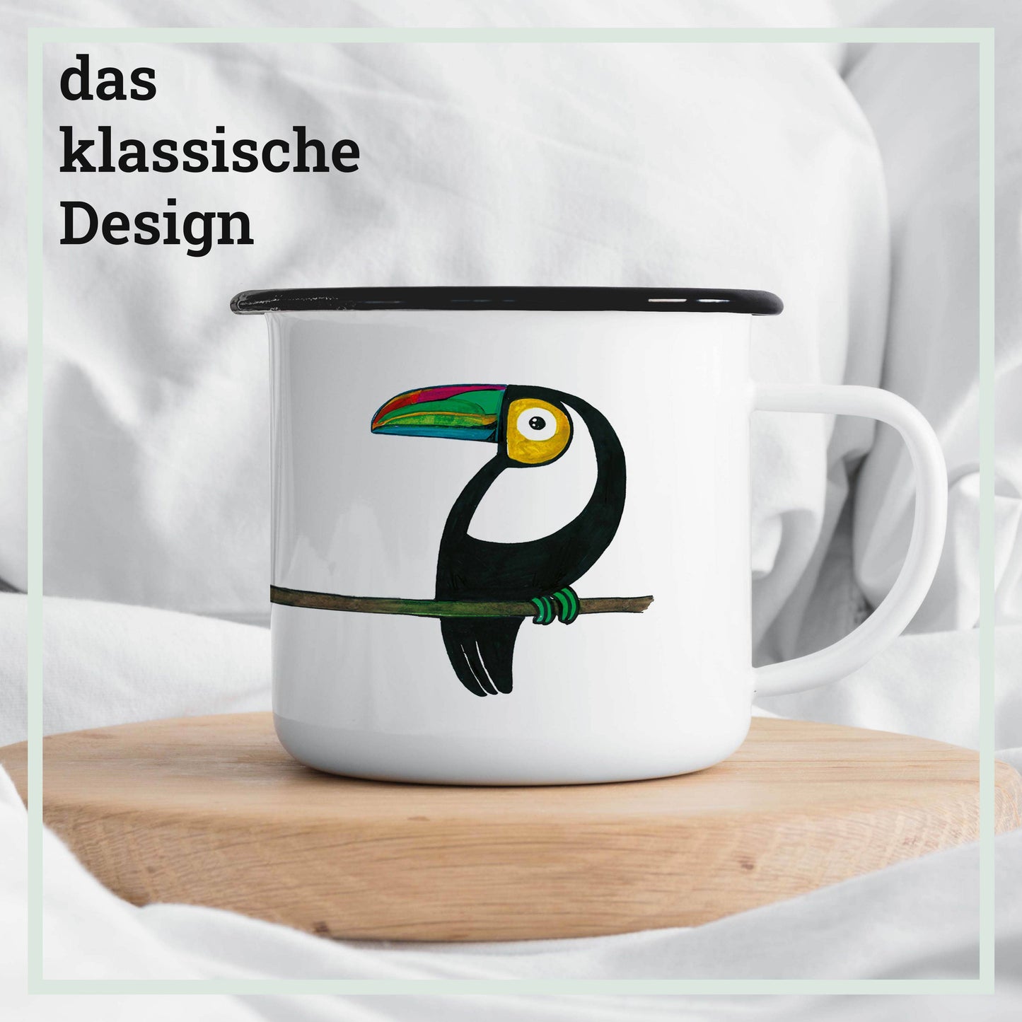 Taza esmaltada – Pareja de tucanes