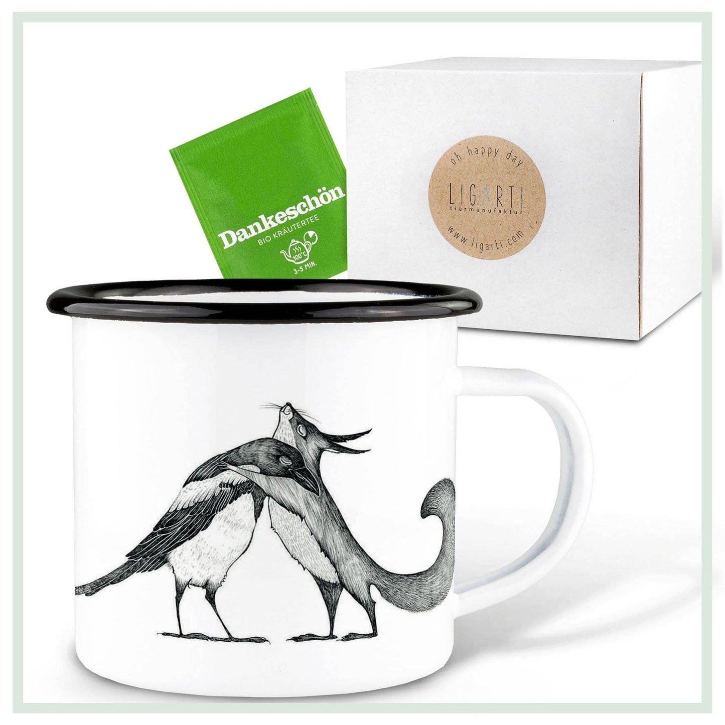 Taza de esmalte – Ardilla & Urraca