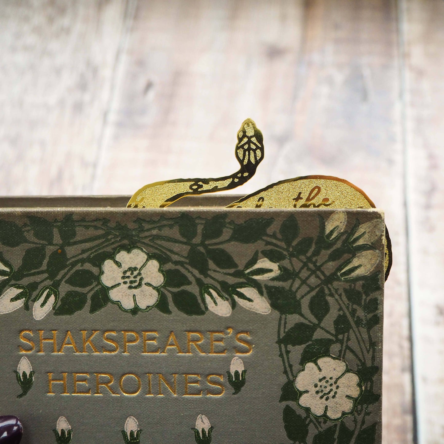 Marcador de libros de latón con serpiente Lady Macbeth de Shakespeare