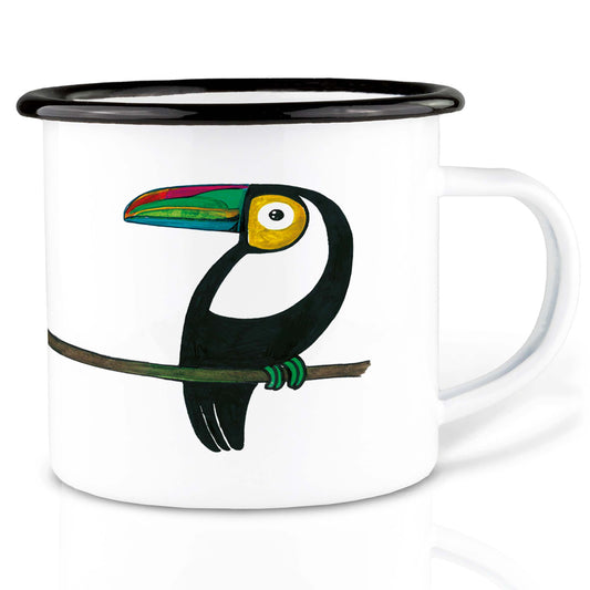 Taza esmaltada – Pareja de tucanes