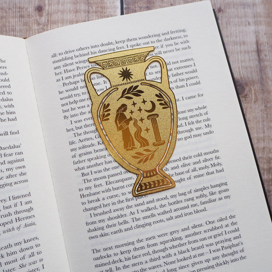 Marcador de libros de latón en forma de vaso griego