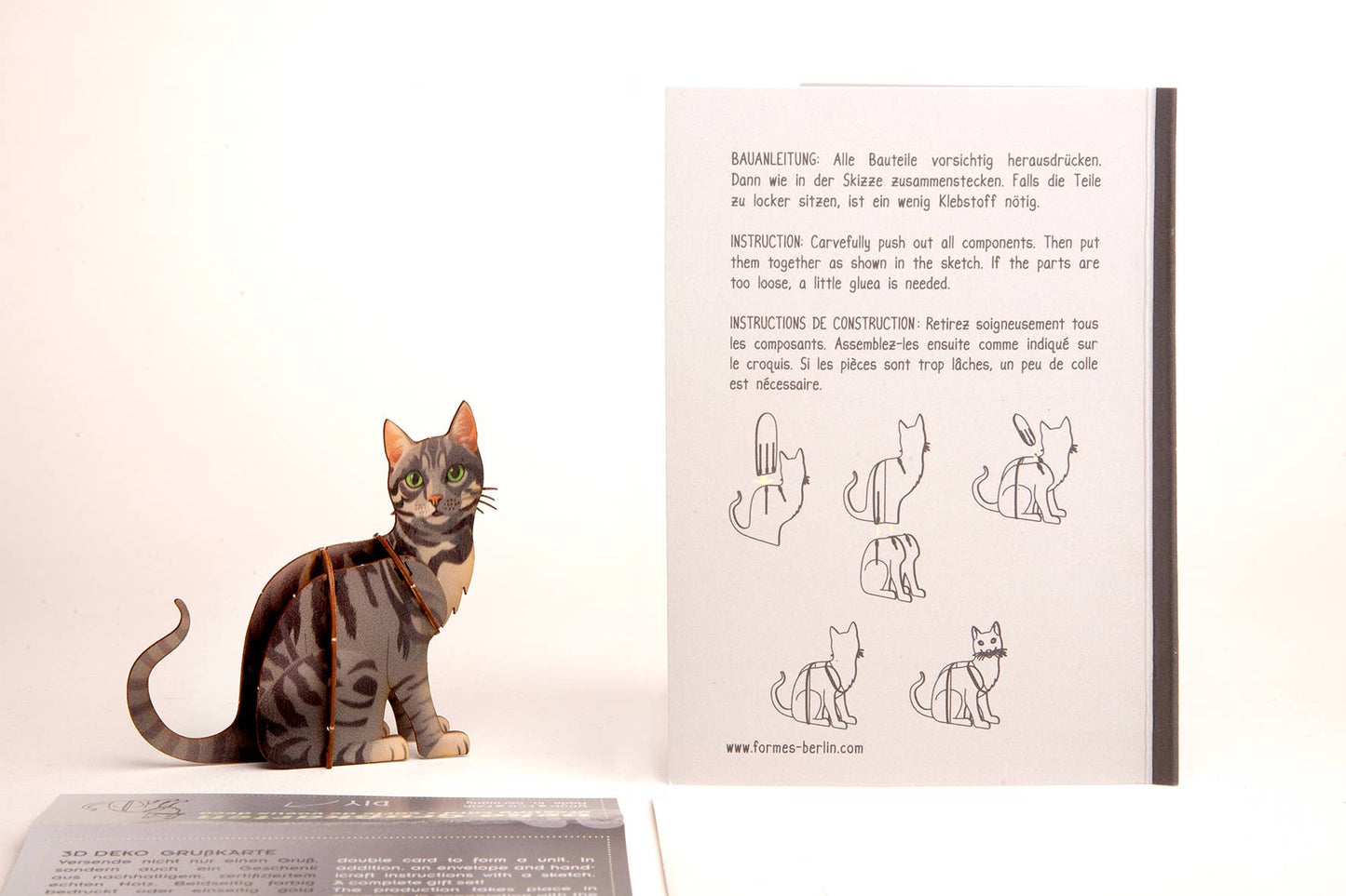 Gato - Tarjeta de felicitación decorativa 3D
