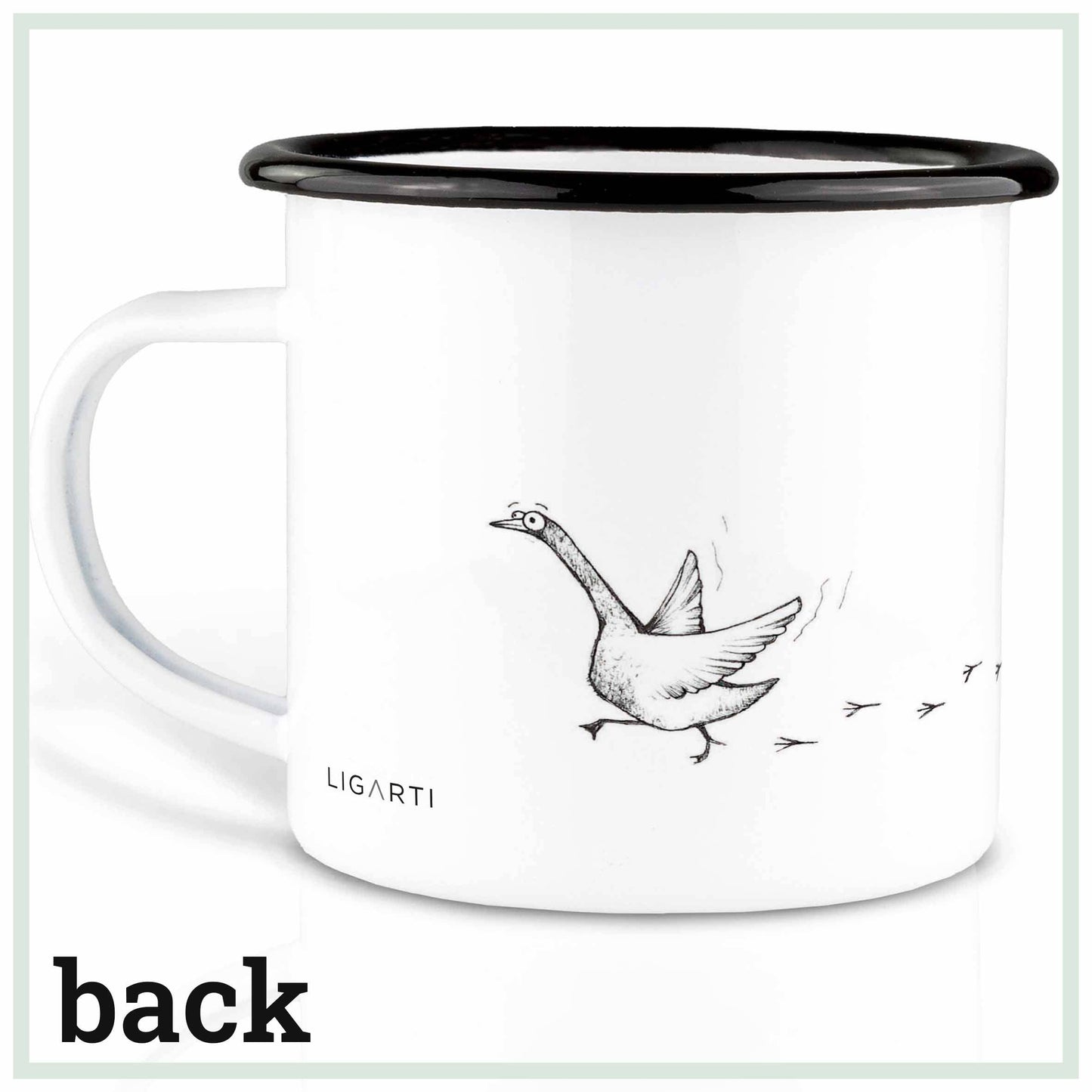 Taza de esmalte – Zorro y Ganso