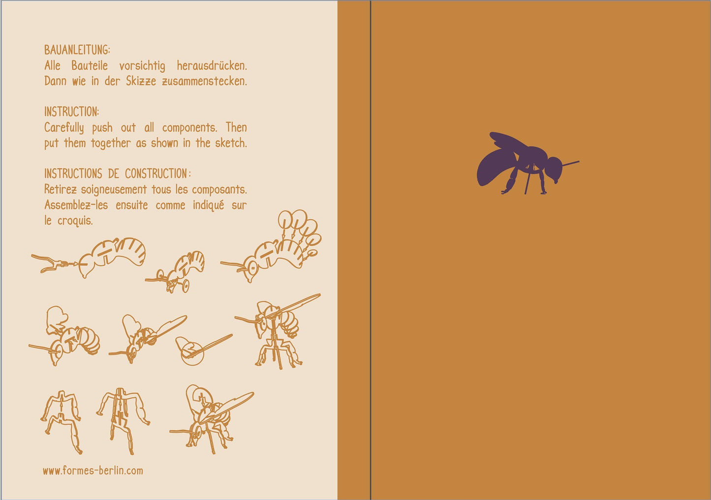 Abeja — tarjeta de felicitación de madera con rompecabezas 3D