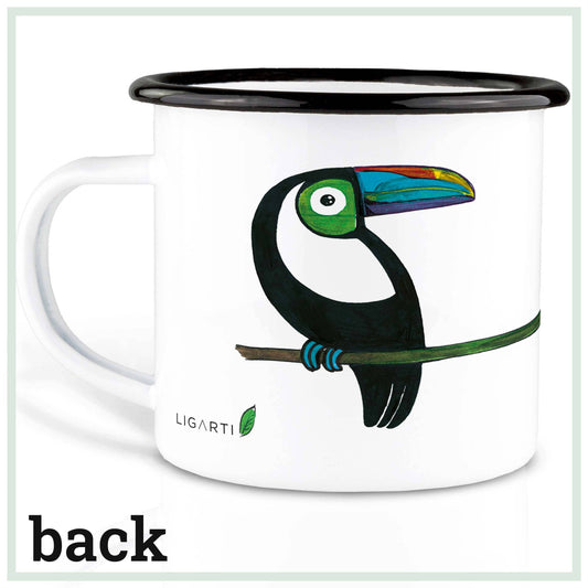Taza esmaltada – Pareja de tucanes